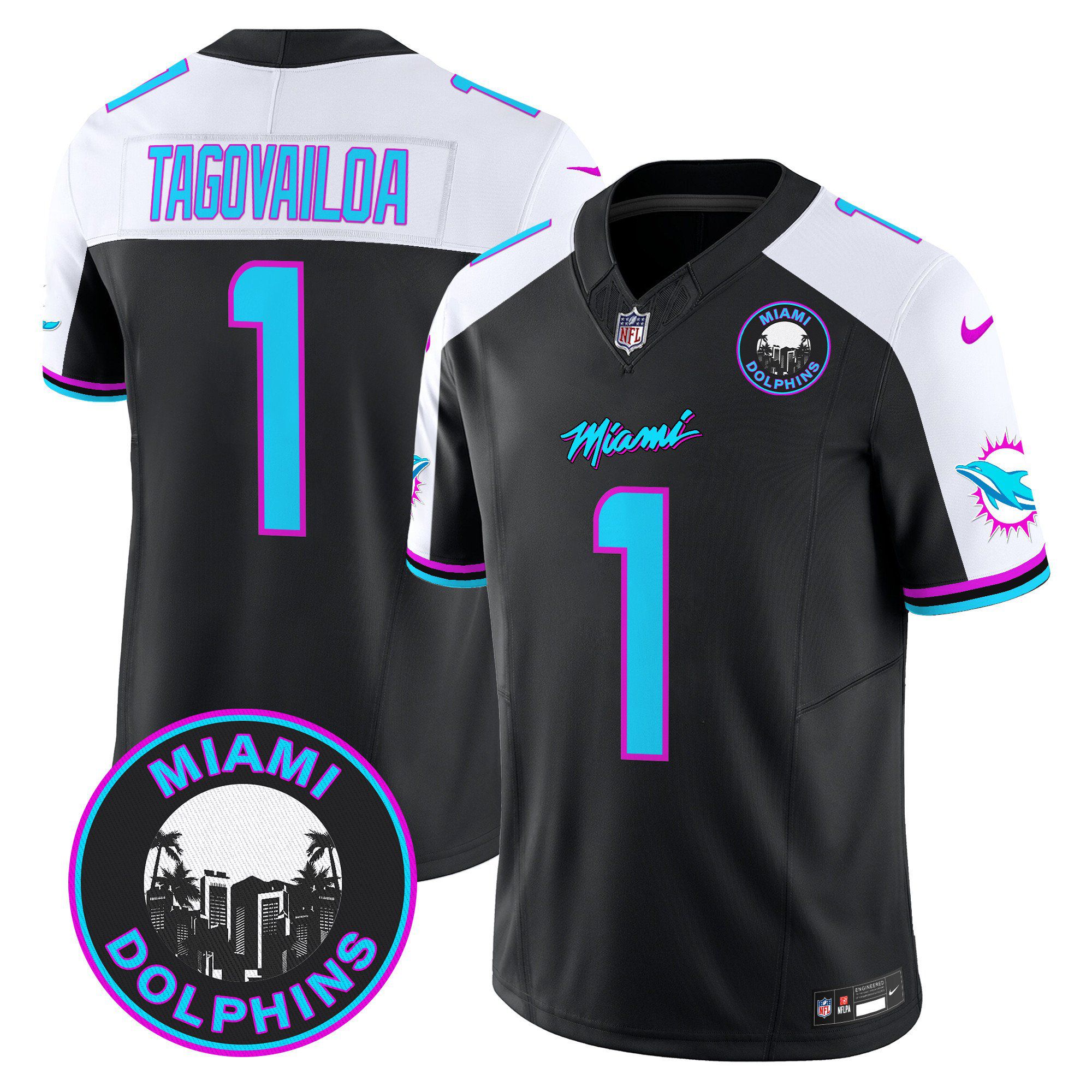 Men Miami Dolphins #1 Tagovailoa Black 2024 Nike Vapor Limited NFL Jersey->indianapolis colts->NFL Jersey